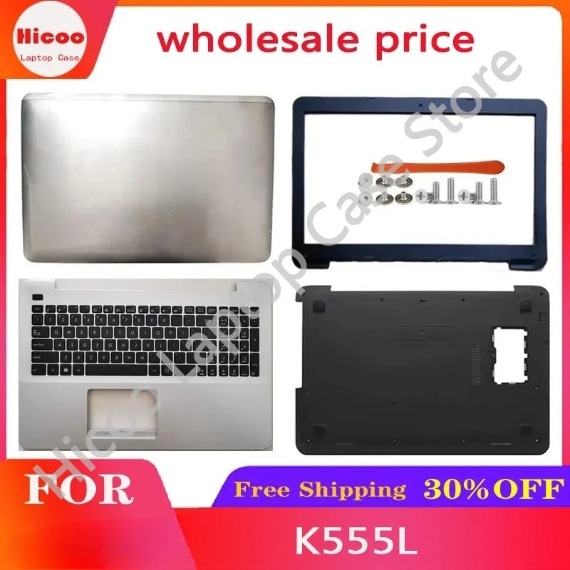 For ASUS K555L Laptop Replacement LCD Back Cover/Front Panel/Palm Rest Keyboard/Bottom Cover