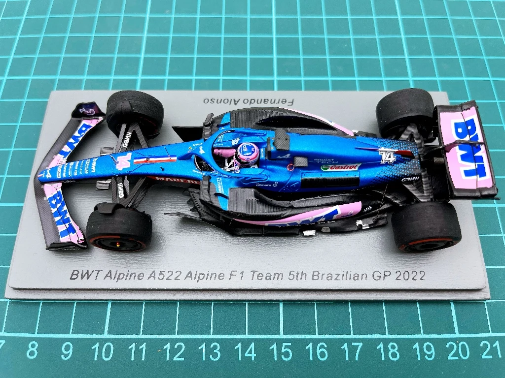 SPARK 1:43 F1 BWT A522 Alpine Alonso Brazil Team 5th 2022 Simulation Limited Edition Resin Metal Static Car Model Toy Gift