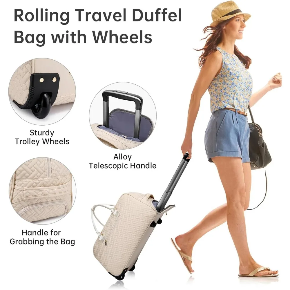 حقيبة سفر نسائية مع جيب للأحذية، يمكن حملها طوال الليل وعطلة نهاية الأسبوع، وحقيبة أدوات الزينة، وحقيبة صالة الألعاب الرياضية للأشياء المبللة