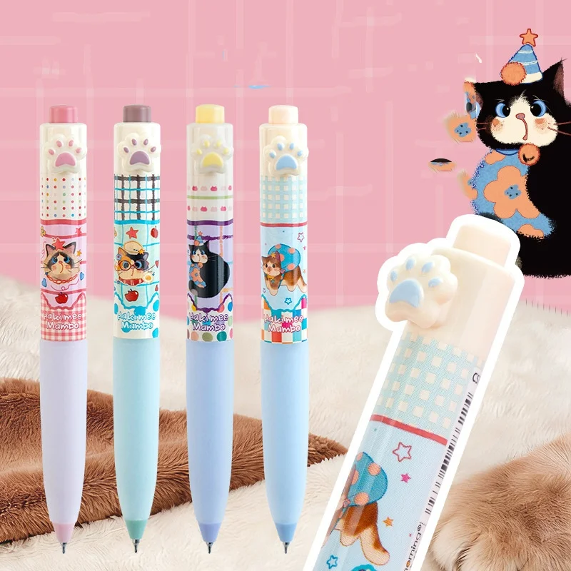 

36 шт./лот, гелевые ручки Kawaii Cat Press, милые, 0,5 мм, с черными чернилами, нейтральные ручки для письма, офисные и школьные принадлежности