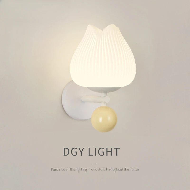 

Bedroom Bedside Lighting Fixtures Modern Home Decoration White Flower Acrylic Wall Lamp Living Room Background LED Wall Lights