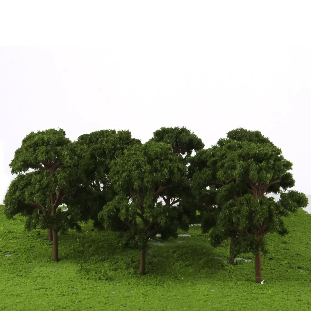 10PCS 1:75 Kunststoff Modell Zug Künstliche Miniatur Baum Landschaft Landschaft Eisenbahn Dekor Gebäude Landschaft Zubehör Spielzeug