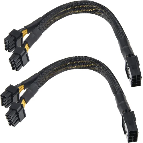Cable de alimentación de tarjeta gráfica de 8 pines a doble 6 + 2 pines 8 pines 20cm PCI-E PCIE GPU BTC ETH Mining Miner Cable divisor de extensión 2/6/10 Uds