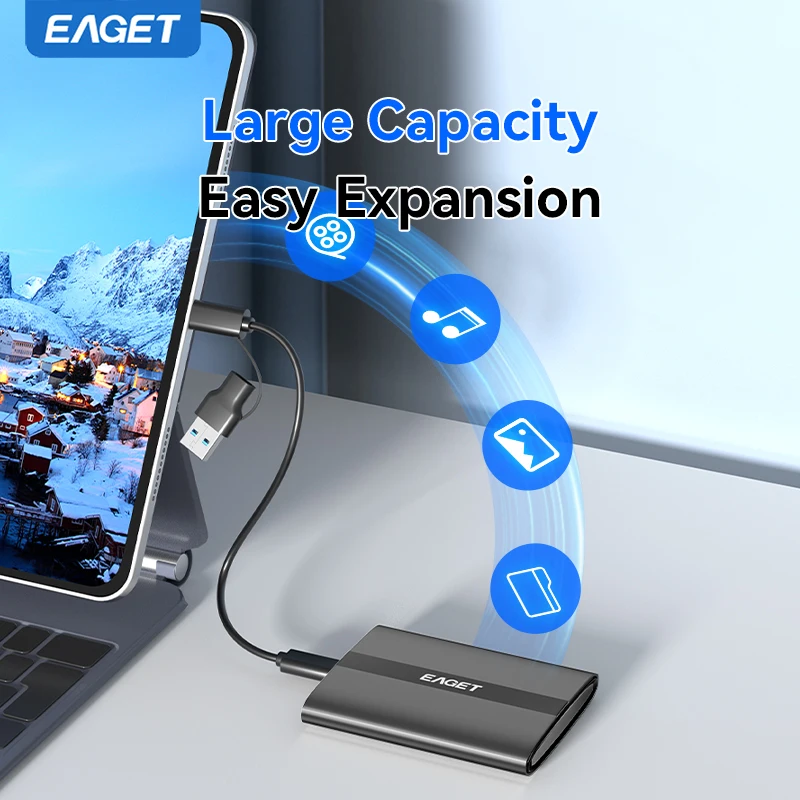 Eaget 500 mo/s disque dur externe SSD Portable 5 Gbps NVME 1 to disque SSD pour ordinateurs portables de bureau PS4 PS5