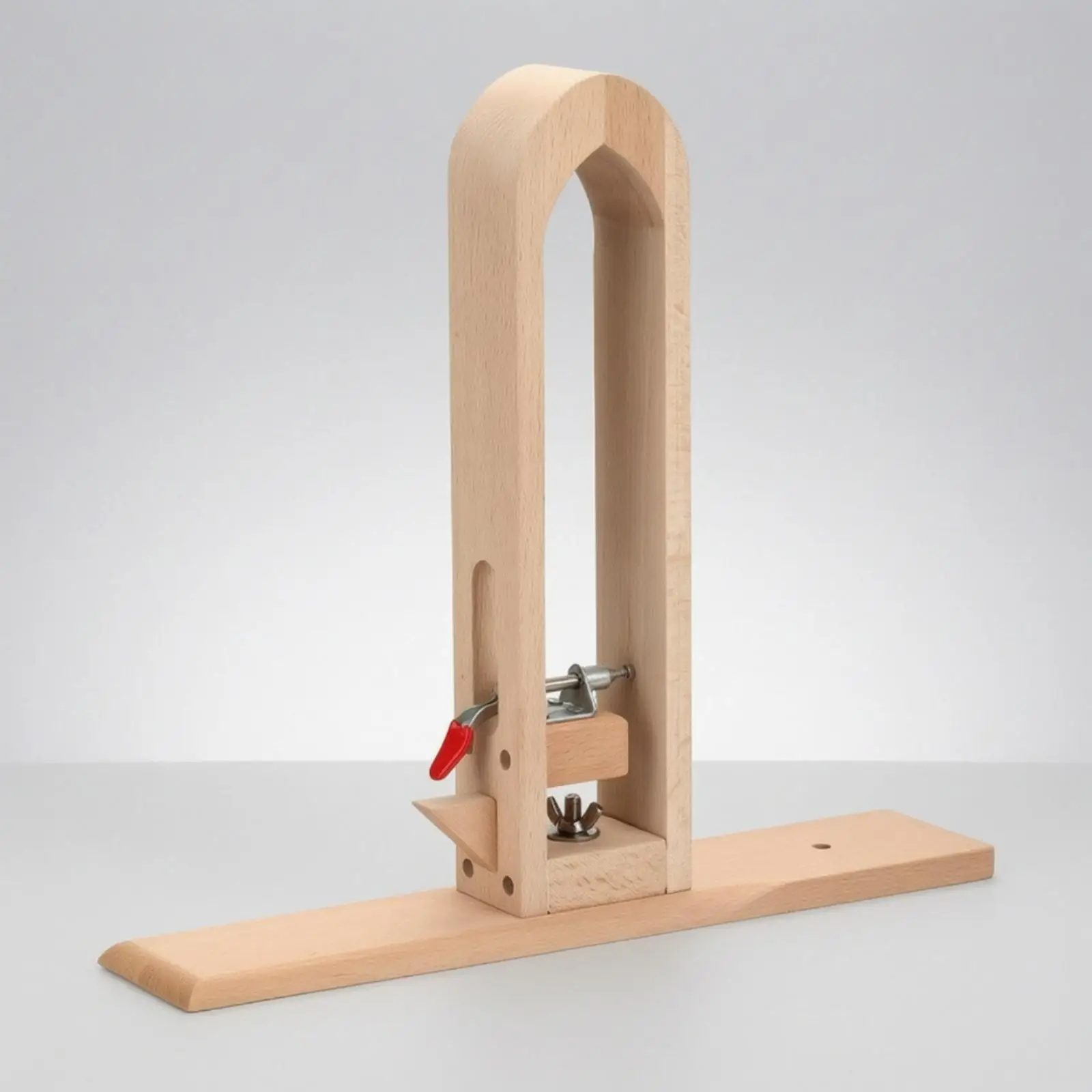 Leather Craft Stitching Clamp Wood Base Round Rack with Red Handle for DIY Sewing Projects Tools
