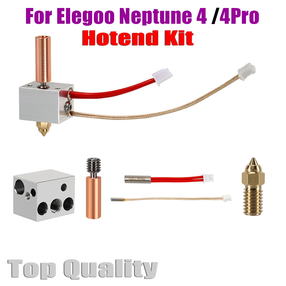 Kit de boquilla Hotend para Elegoo Neptune 4, varilla de calentamiento de bloque de calentador mejorada, piezas de impresora 3D, 24V, 50W