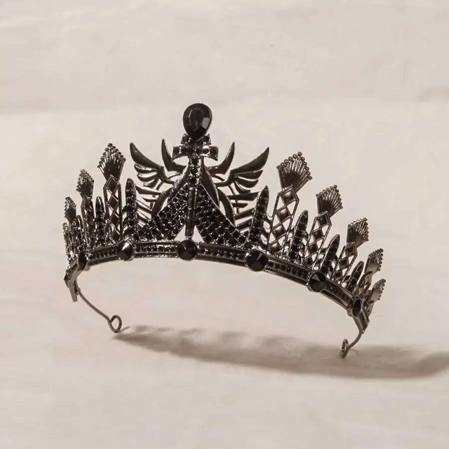 Baroque Royal King Tiaras Men Gothic Metal Black Crowns Women Witch Pageant Diadem Costume European Headpieces