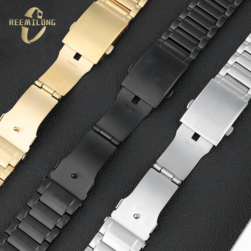 Stainless steel watch strap 22mm 24mm 26mm 28mm 30mm soild refined metal silver black gold men\'s watchband bracelet For Diesel