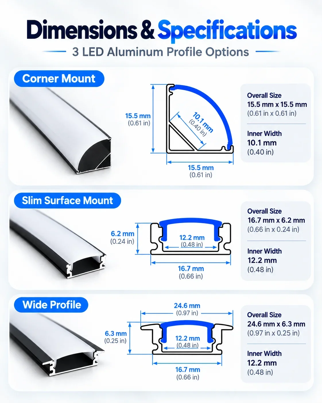 LED Aluminum profile 0.5m W/U/V shape Corner for 5050 2835 LED Strip Bar Lamp channel Holder White Cover
