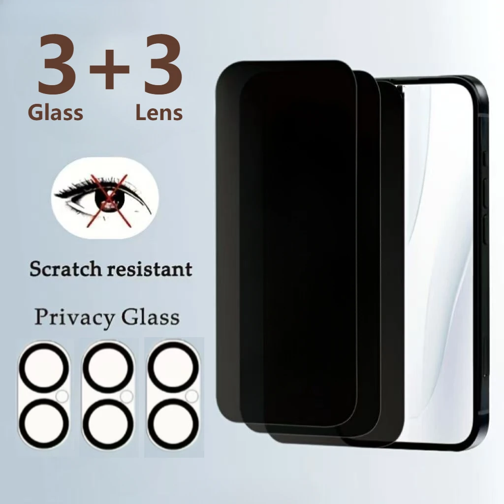 4IN1 Privacy Screen Protector For iPhone 16 14 15 13 12 11 Pro Max Camera Lens Tempered Glass For iPhone 14 15 Plus 12 13 Mini