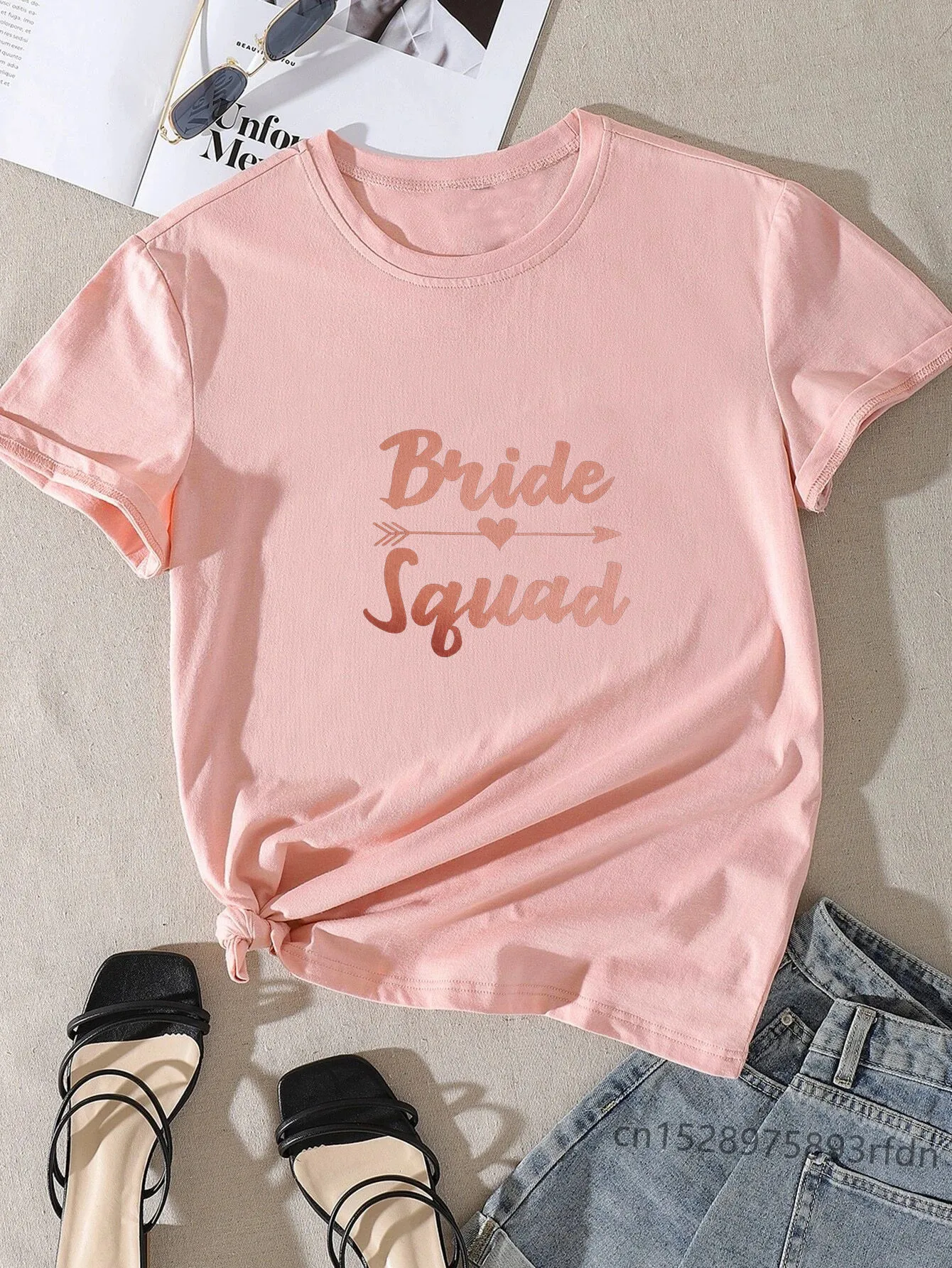 T-shirt Team Bride Squad Arrow pour femme, enterrement de vie de jeune fille, vêtements pour filles