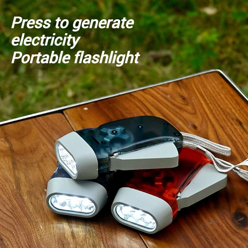 في الهواء الطلق ذاتية التشغيل دينامو مصباح يدوي التخييم المشي لمسافات طويلة اليد الضغط مصباح يدوي معدات التخييم مصباح ليد جيب صغير محمول