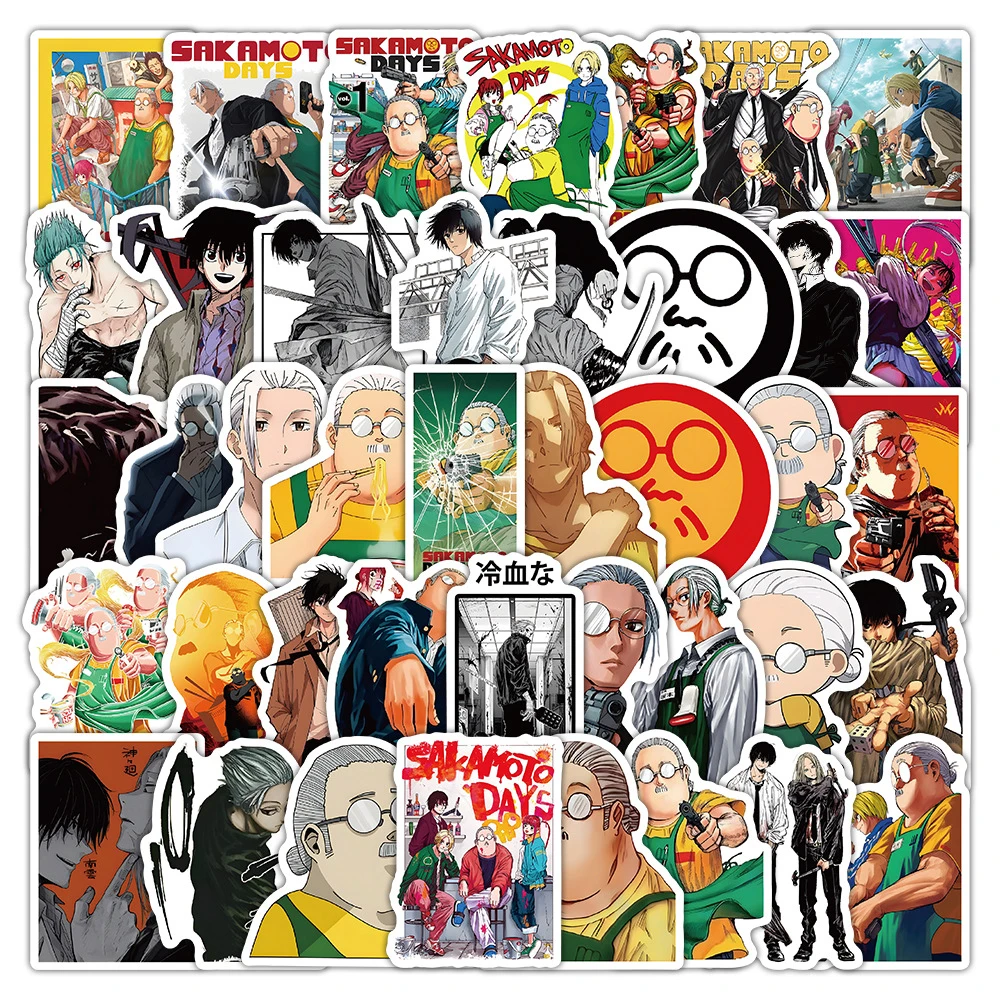 

10/30/60 шт. Новые наклейки в стиле аниме "Дни Сакамото", мультяшные наклейки с граффити, украшения для скейтборда, скрапбукинга, наклейки для телефона, оптовая продажа