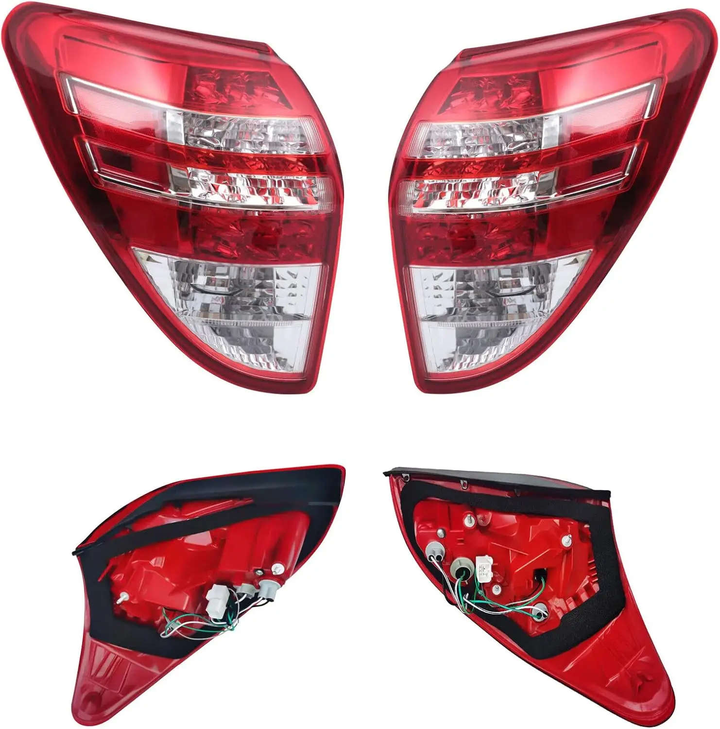 Pair For 2009-2012 Toyota RAV4 Halogen Left+Right Side Tail Lights Rear Brake Lamps Driver&Passenger Side Replacement Clear Lens