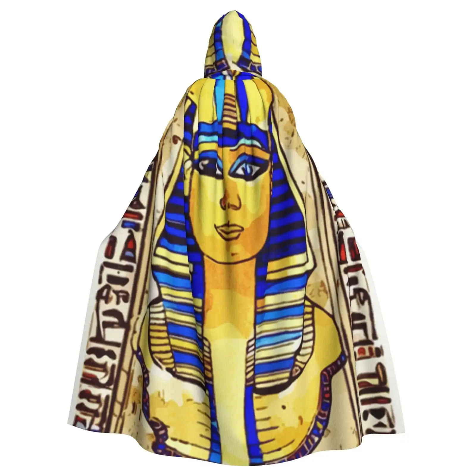 

Unisex Hooded Cloak Adult Lightweight Overcoat Ancient Egypt Background Egyptian Hieroglyph Cloak For Halloween Cosplay Costumes
