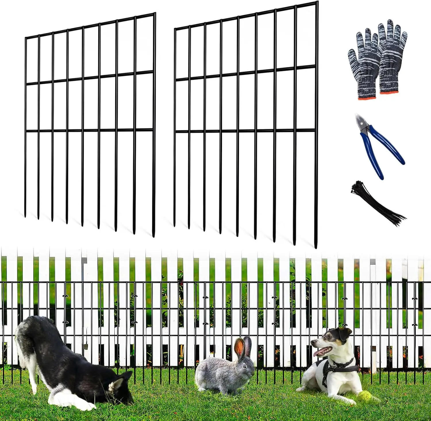

27ft x 17in No Dig Garden Fence, Rustproof Metal Wire Barrier for Dogs Rabbits Outdoor Yard Patio