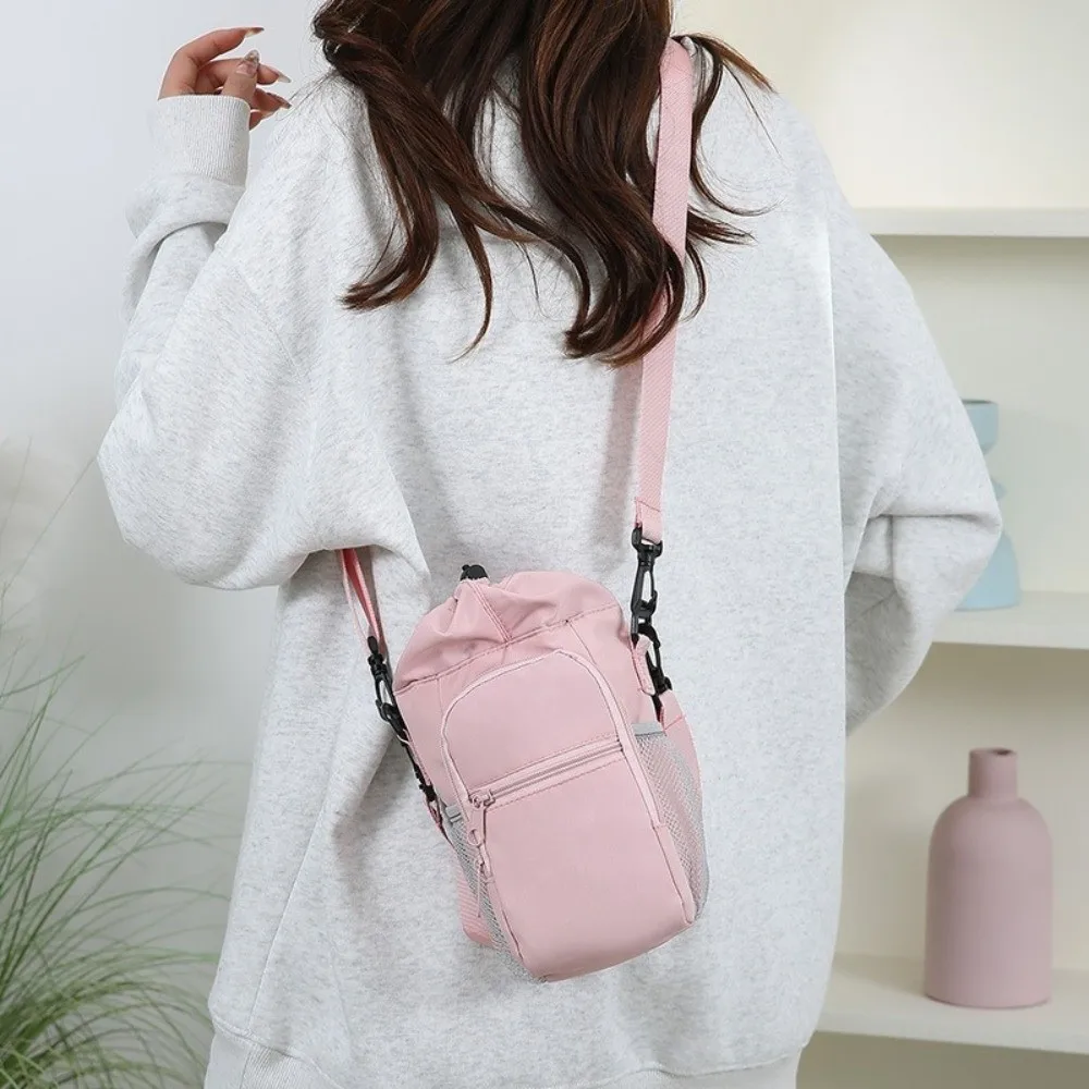 Nylon Water Bottle Holder Bag with Strap Water-resistant Insulating Cup Sleeve Large Capacity Portable Sling Purses