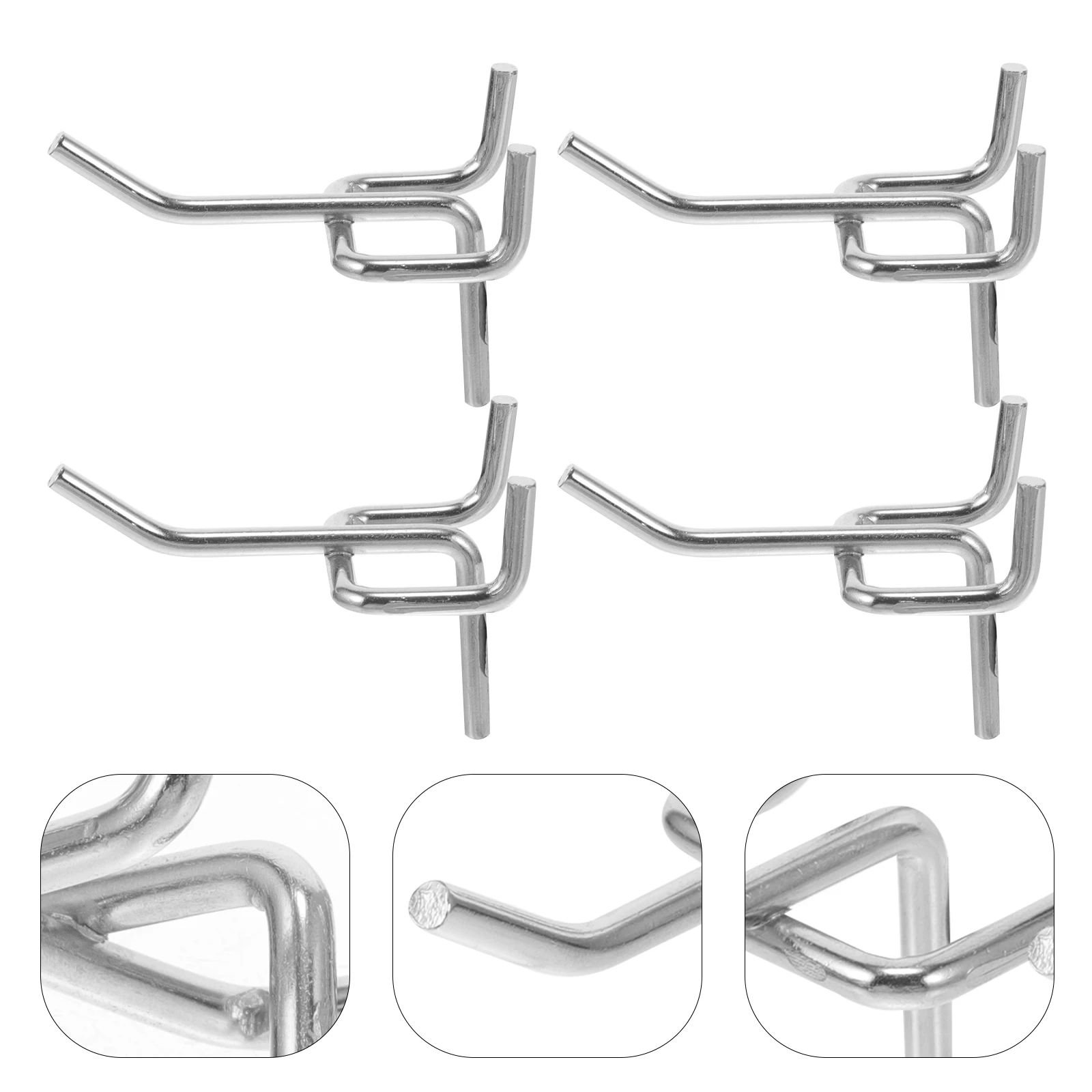 

50 pcs Heavy Duty Tool Hooks Pegboard Organizers Silver Wall Holders Garage Shelving Accessories Electroplated Longlasting
