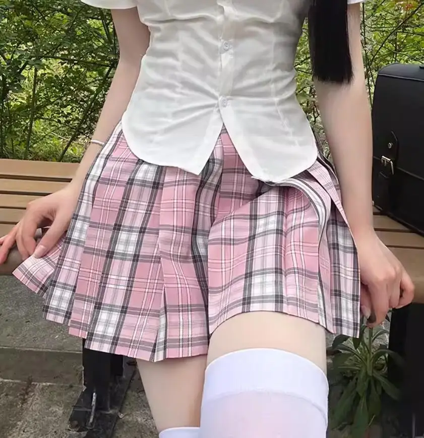 College Style Summer Japanese Pleated Skirt Plaid Short Skirts