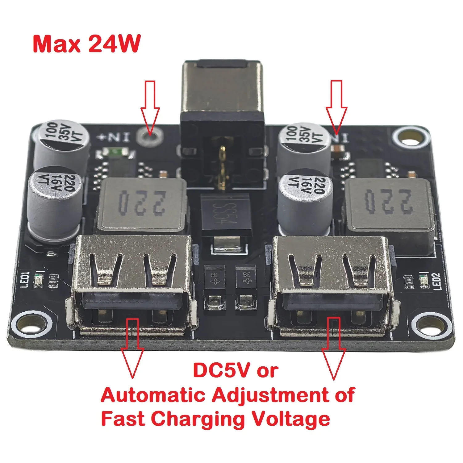 USB QC3.0 QC2.0 DC-DC Buck Converter Charging Step Down Module 6-32V 9V 12V 24V to Fast Quick Charger Circuit Board 5V 2-Channel