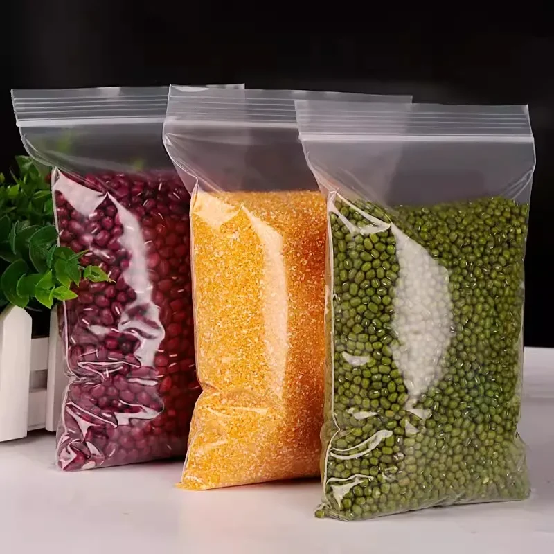 Transparent Zipper Sealed Bags Plastic Vacuum Storage Bag for Small Jewelry Kitchen Food Packing Reclosable Home Sealing Pouch