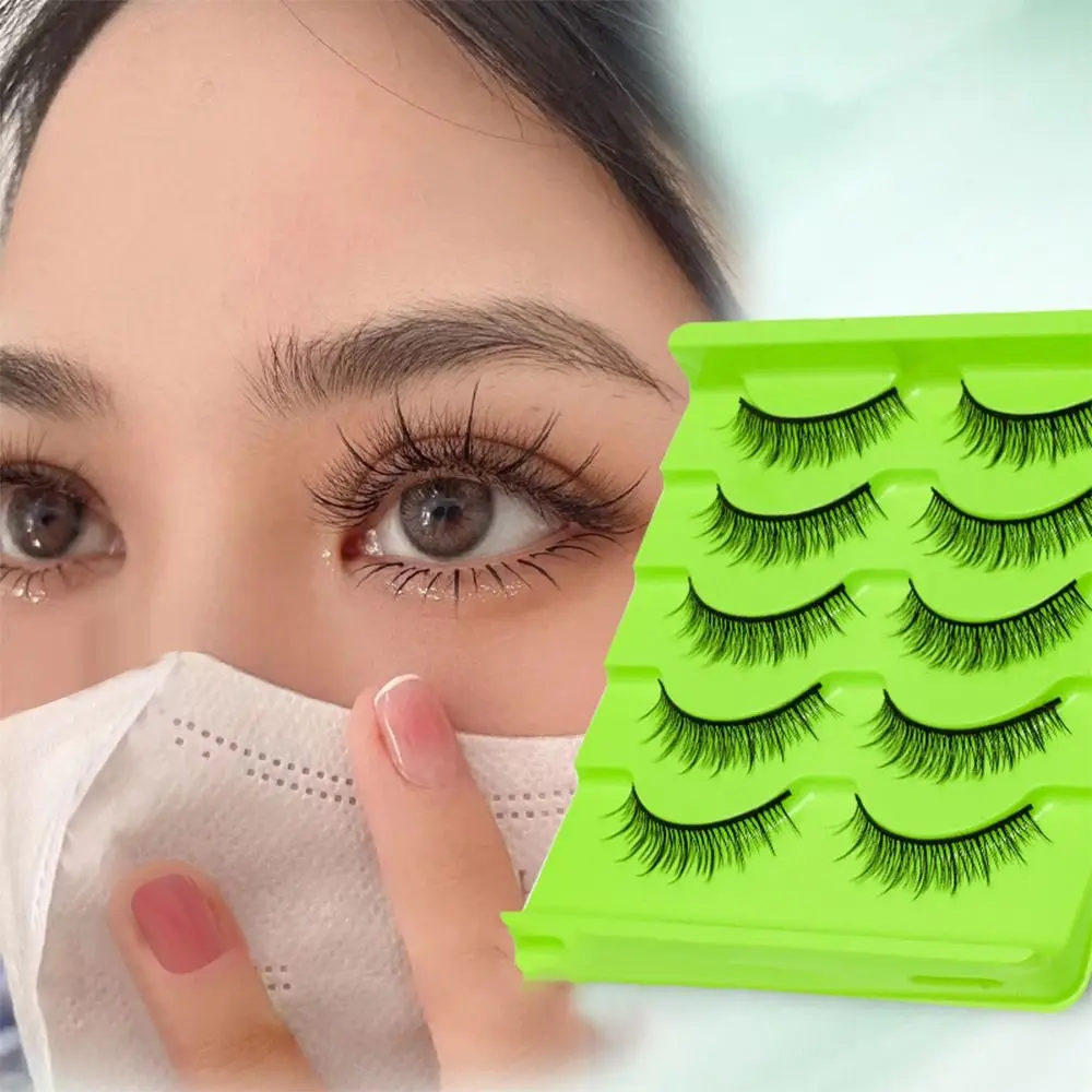 5/7 Pairs Natural Look Manga Lashes Fashion Wispy 3D False Lashes Japanese Style Spiky Lashes for Women