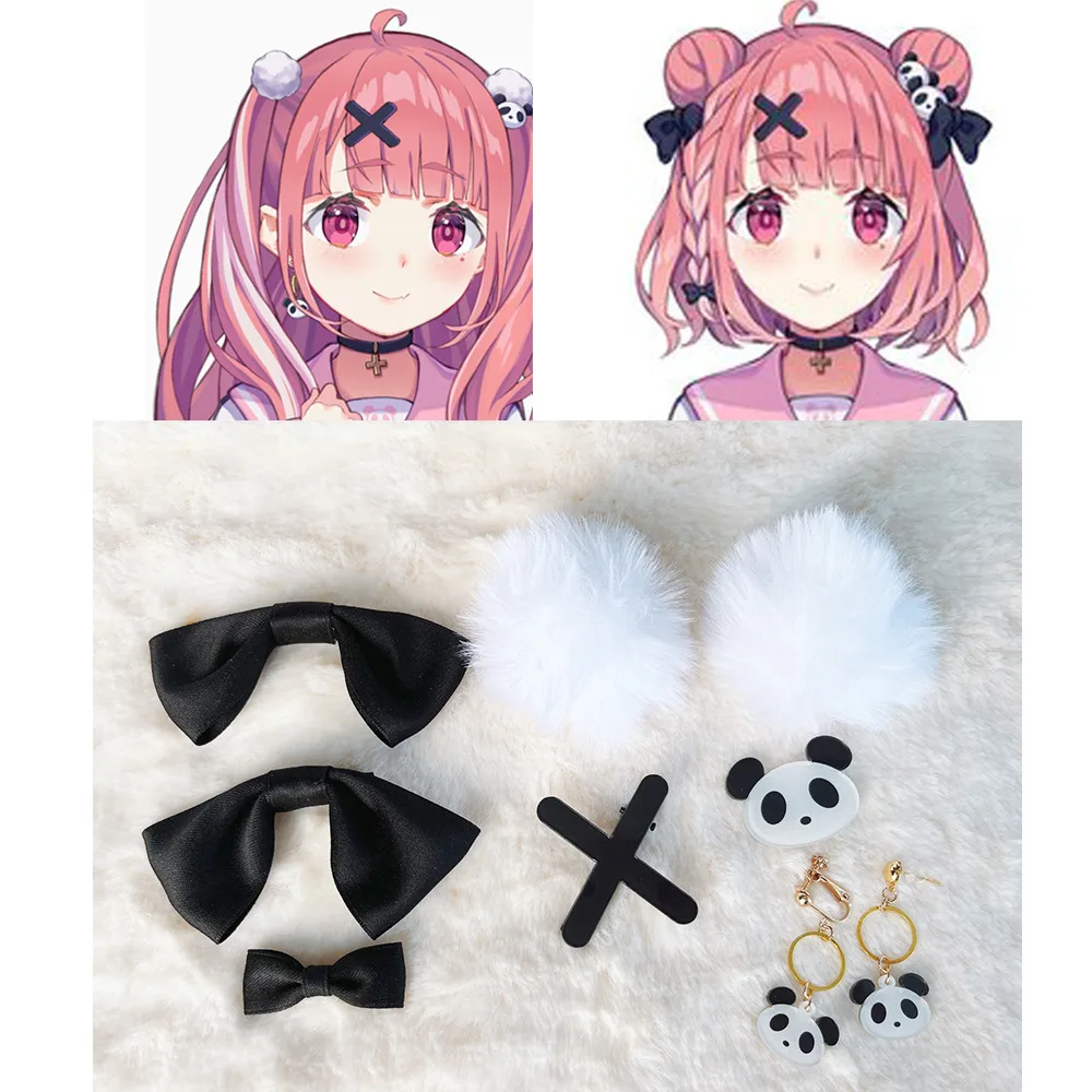 NIJISANJI Vtuber Sasaki Saku Cos Hair Clip Ear Pin Cosplay Earrings Halloween Costume Anime Prop Jewelry Accessories