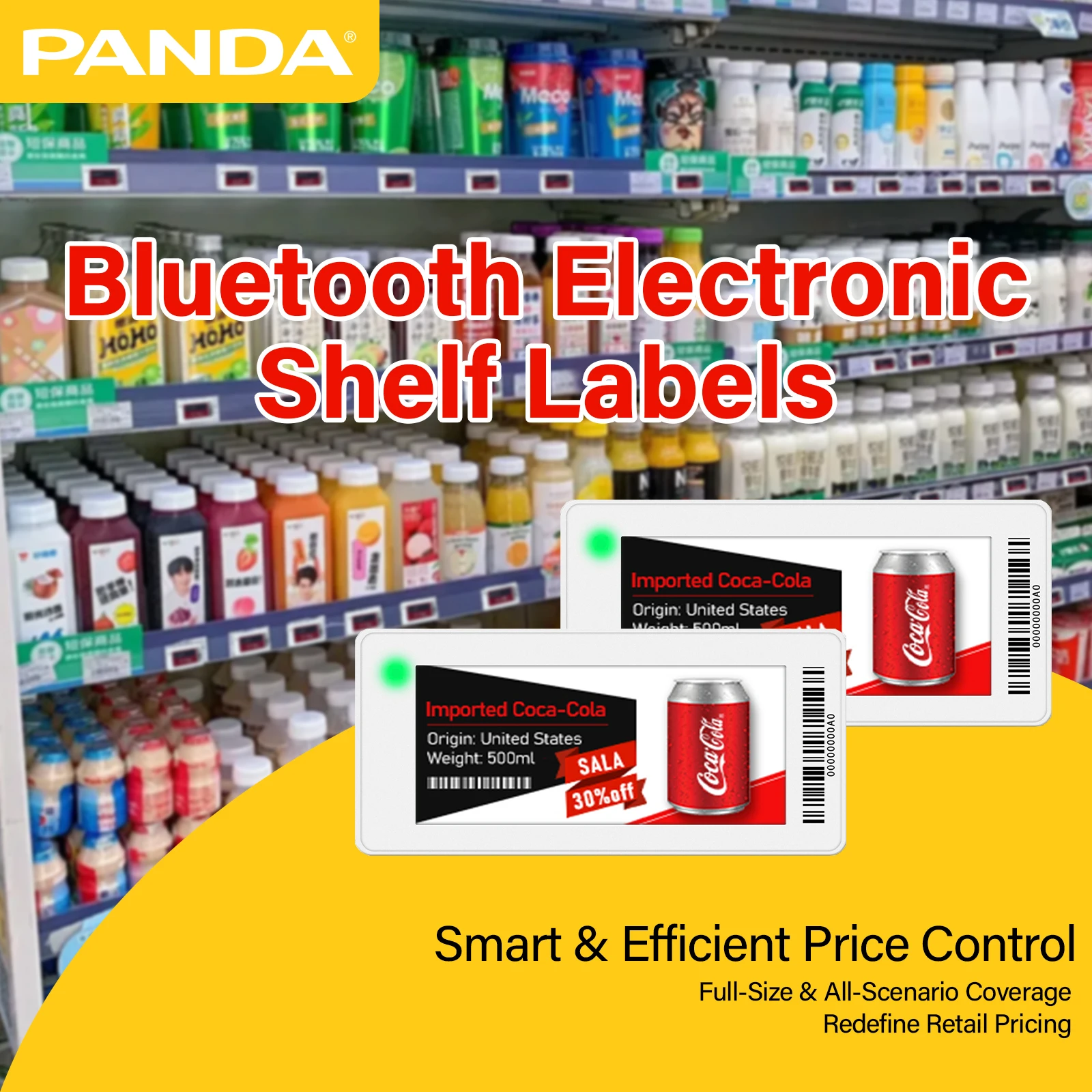 

PANDA 2.13-inch Bluetooth 3Color E-Ink Display Screen Low Power Consumption Electronic Tag for Supermarket Warehouse Shelf