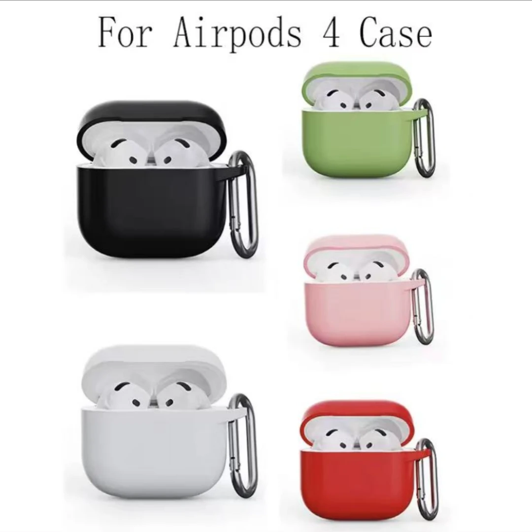 Silikon-Kopfhörerhülle für Apple AirPods 4-Hülle, kabellose Kopfhörer-Ohrhörerhülle mit Haken