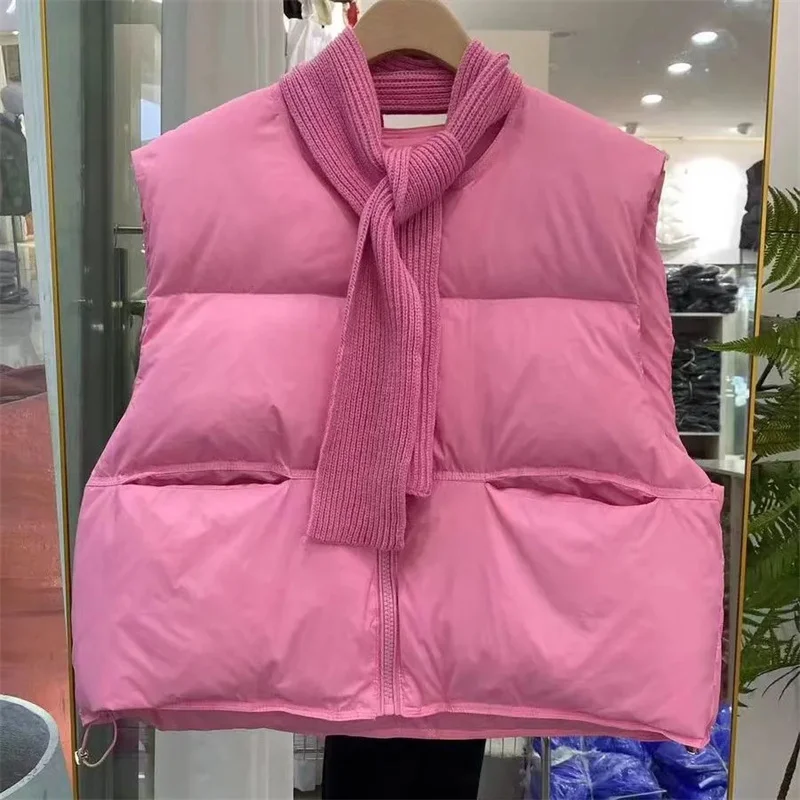 

Женский пуховый хлопковый жилет, осенне-зимний модный новый универсальный теплый женский жилет без рукавов, женская короткая куртка для обслуживания хлеба