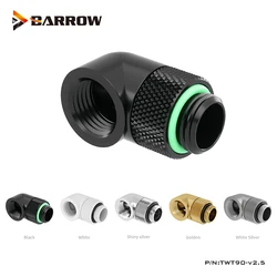 Barrow Gold Black White Silver Elbow. G1/4'' Thread 90 Degree 360 Rotary Fittings,Computer Water Cooling Adaptors TWT90-v2.5