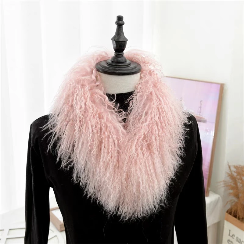 CX-S-88 Women Winter Fashion Design Genuine Mongolian Lamb Fur Warmer Scarf New Product For 2016