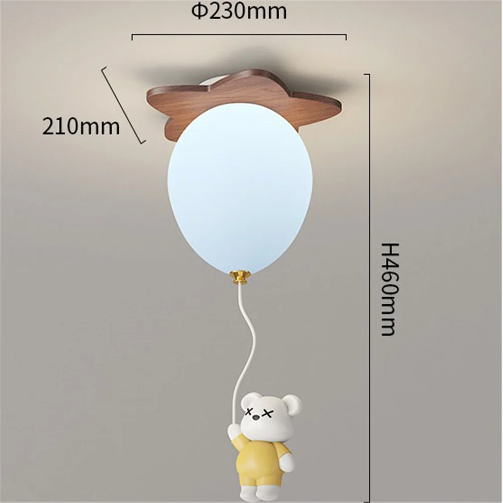 Creative Cartoon Bear Pe Balloon Led Ceiling Lamp Kids Bedroom Study Nursery Interior House Decoration Lighting Fixtures Luster