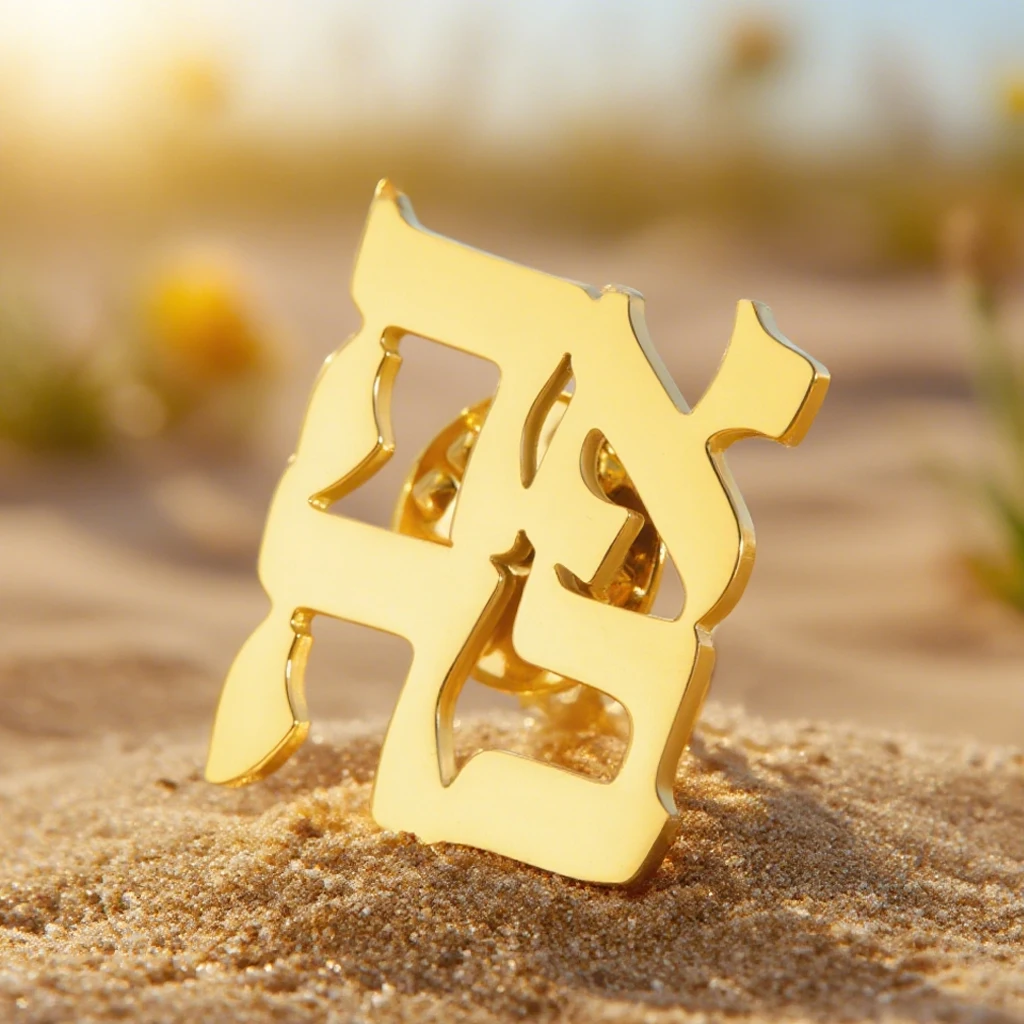 Dawapara Hebrew Love Ahava Brooch Pins Celebrate Love Judaica Jewelry Minimalism Accessories Stainless Steel Jewelry