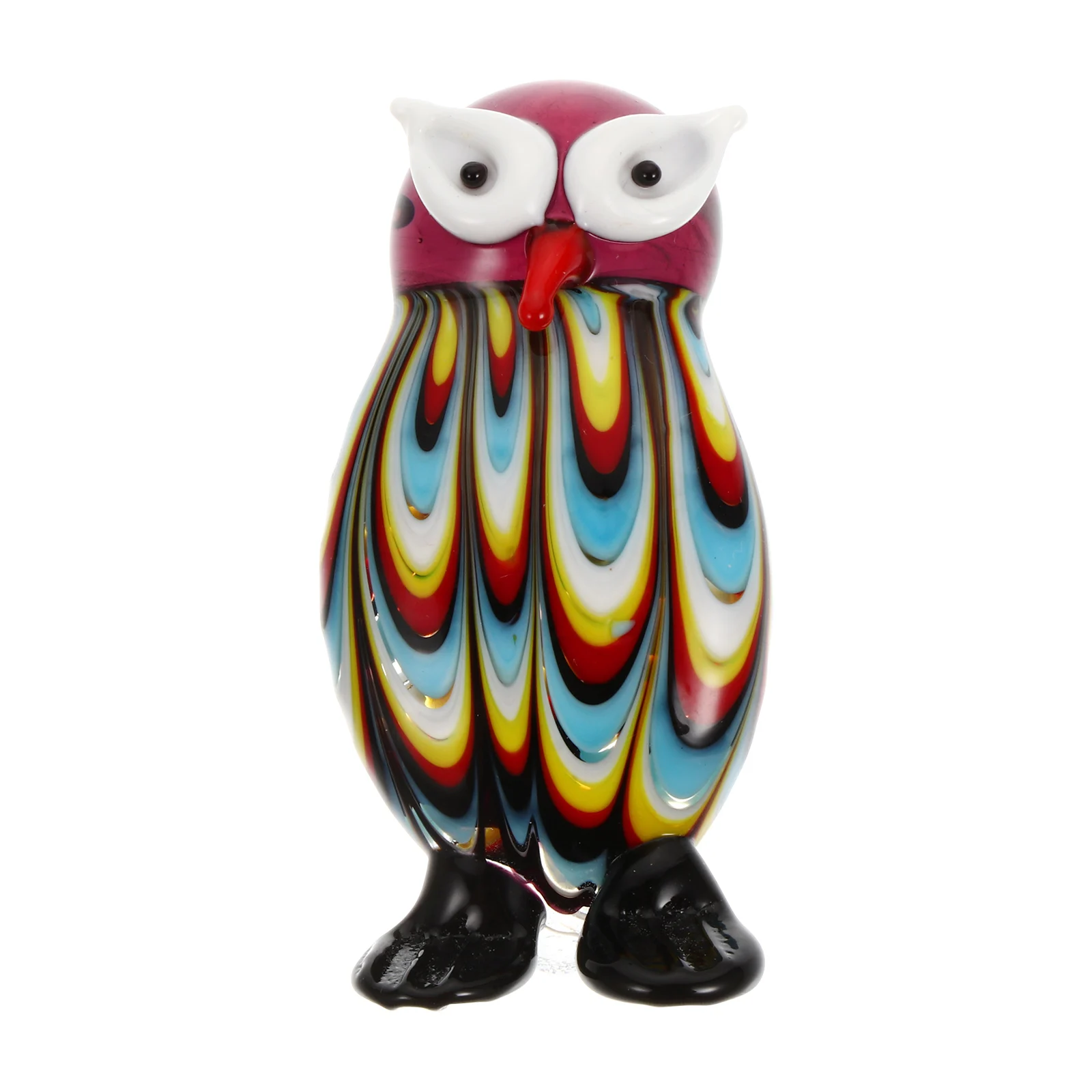 

1pc Owl Shape Statue Multicolored Glass Owl Decor Home Office Adornment Waterproof Easy Decoration Garden Figure