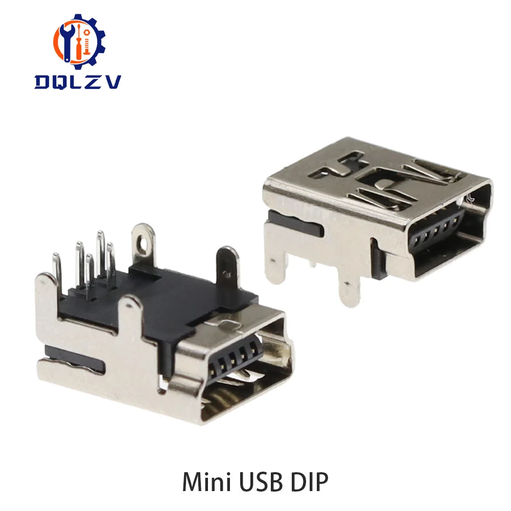 Mini USB typu B 5-pinowe gniazdo żeńskie Kątowe złącze DIP Jack Dip