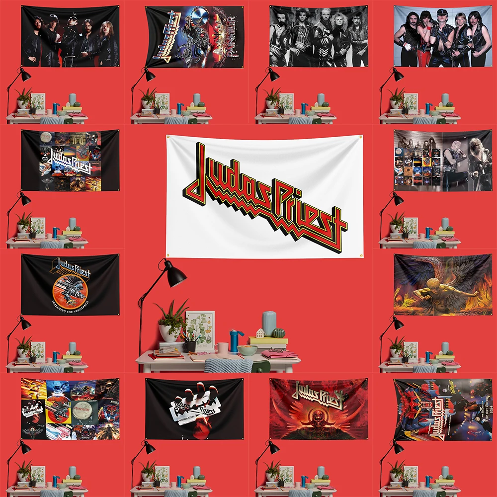 Judas Priest Inspired Rock Music Flag 3x5 FT 90x150cm Polyester Decorative Banner Tapestry For Music Fans Bedroom Wall Decoratio