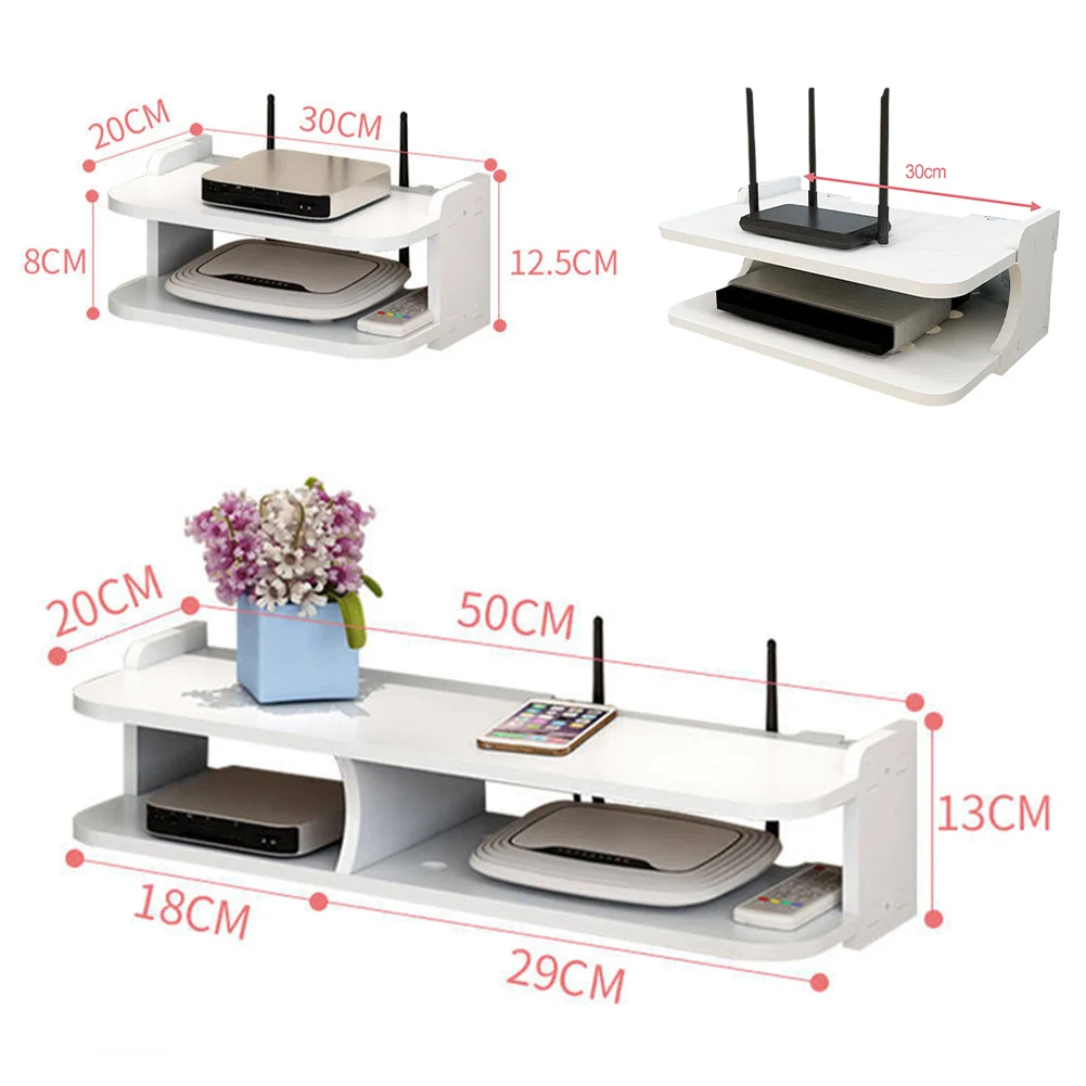 Floating Shelf For TV Components TV Box Shelf Thick DVD Player Wall Hanging Shelf Punching-Free Storage Rack Floating Shelf