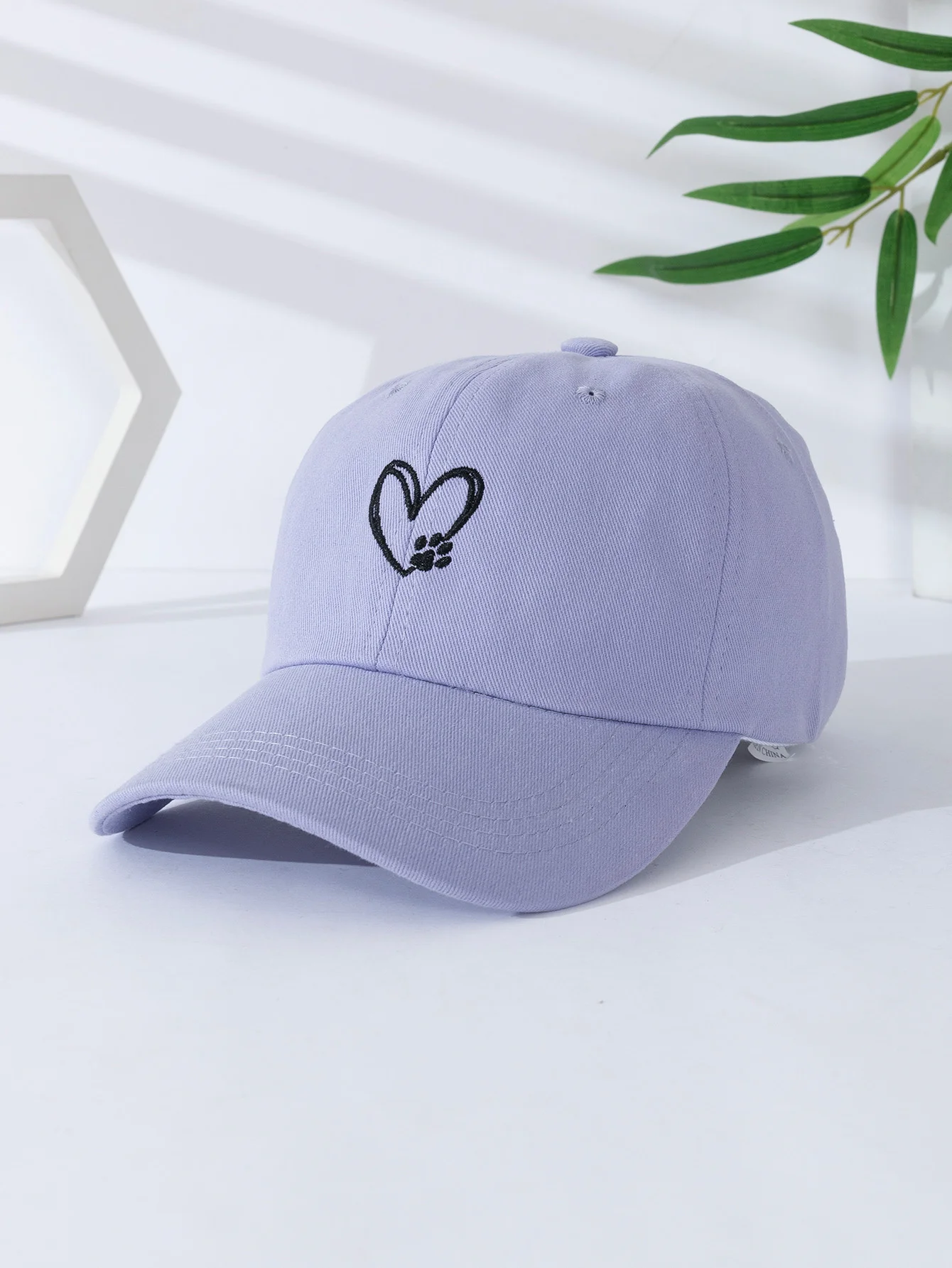 Trendy Apparel Shop Paw Print Heart Love Embroidered Low Profile Soft Baskeball Cap