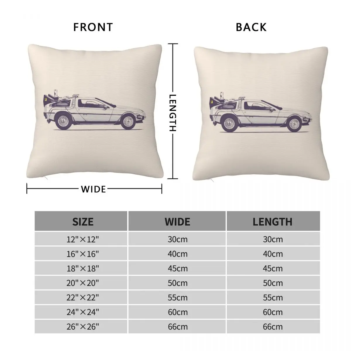 Vintage Car Delorean Square Pillowcase Polyester Linen Velvet Pattern Zip Decorative Throw Pillow Case Home Cushion Cover 18