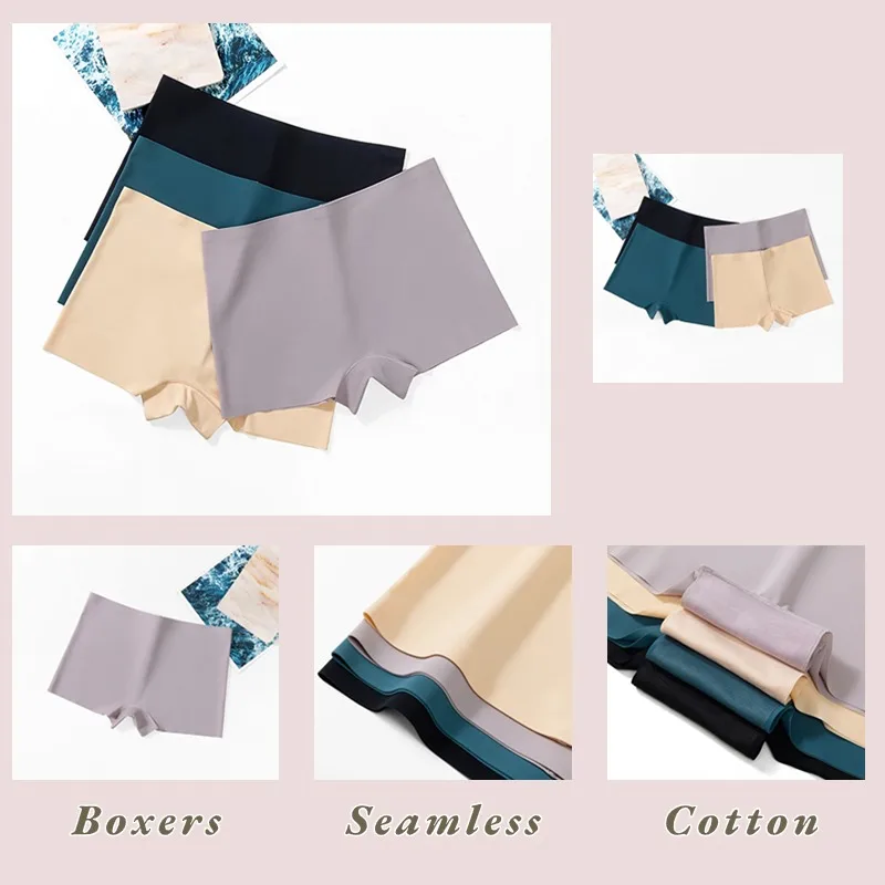 2 Pieces Boxers for Women Silk Seamless Female Underwear Mid-Rise Elasticity Women's Safety Panties Soft Boyshorts Lady Lingerie - Image 5