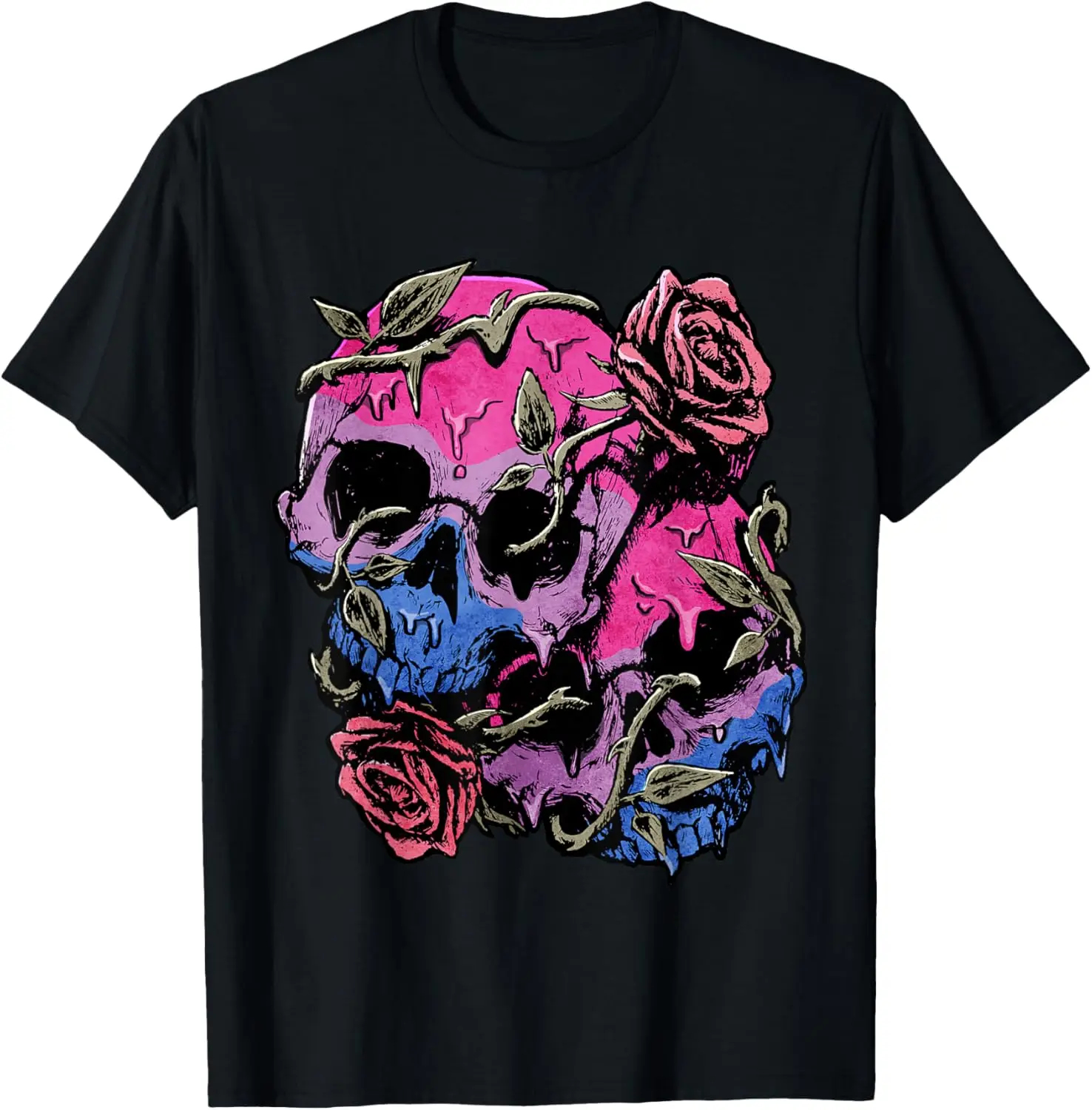 

Bisexual Bi Pride Flag Gothic Skull T-Shirt