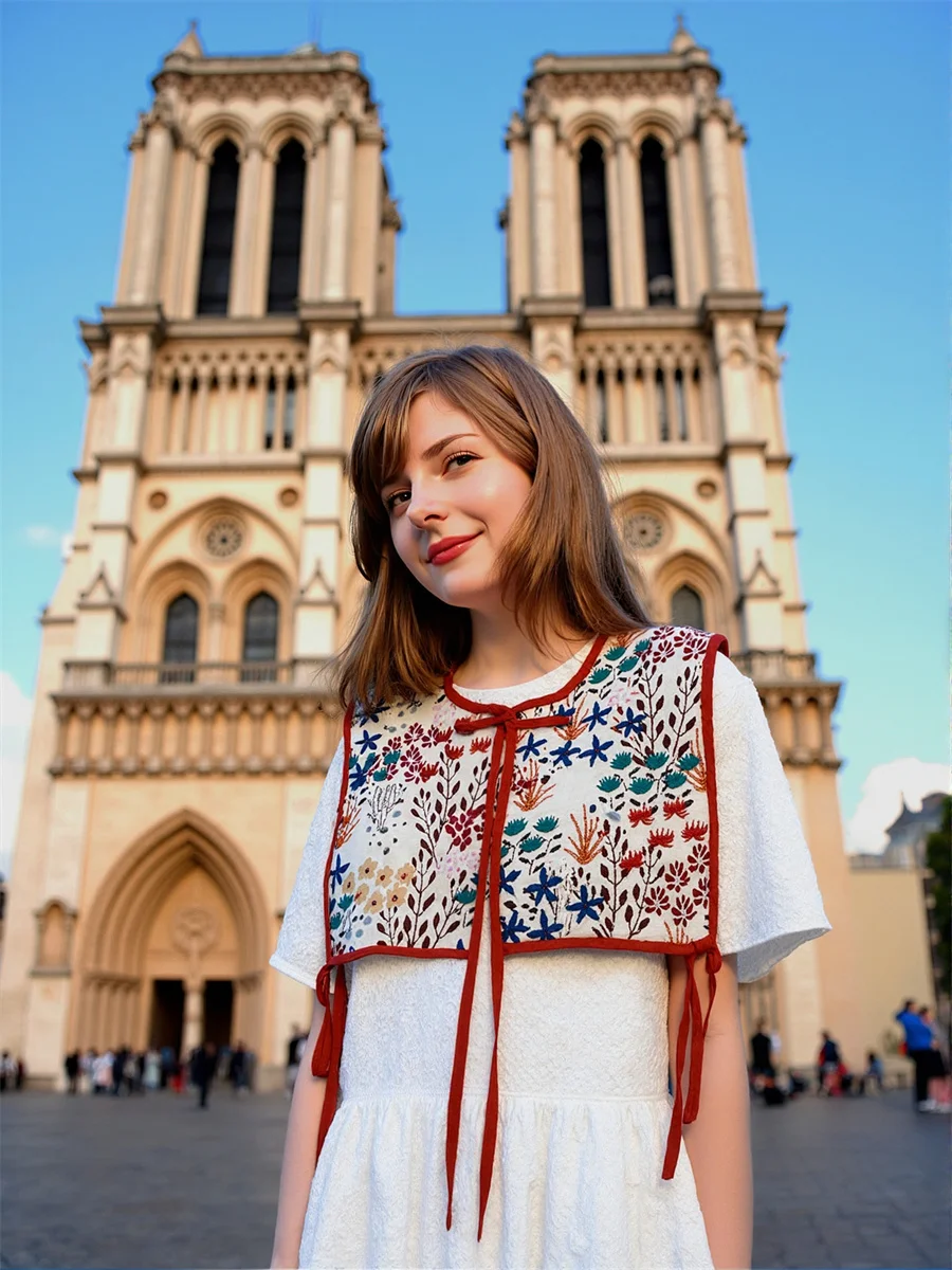 Gilet con lacci ricamati per gilet da donna Abbigliamento Donna Autunno Velluto a coste Senza colletto Allentato Ufficio Lavoro Classico Vintage Slim