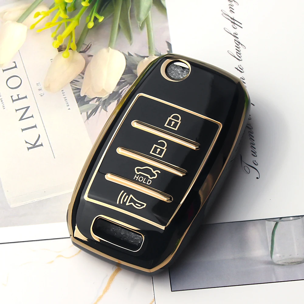 KEYYOU حافظة مفاتيح قابلة للطي من البولي يوريثان لشركة هيونداي لكيا ريو 3 K2 K3 K4 K5 سبورتيج بيكانتو أوبتيما سول Ceed سورينتو فورتي