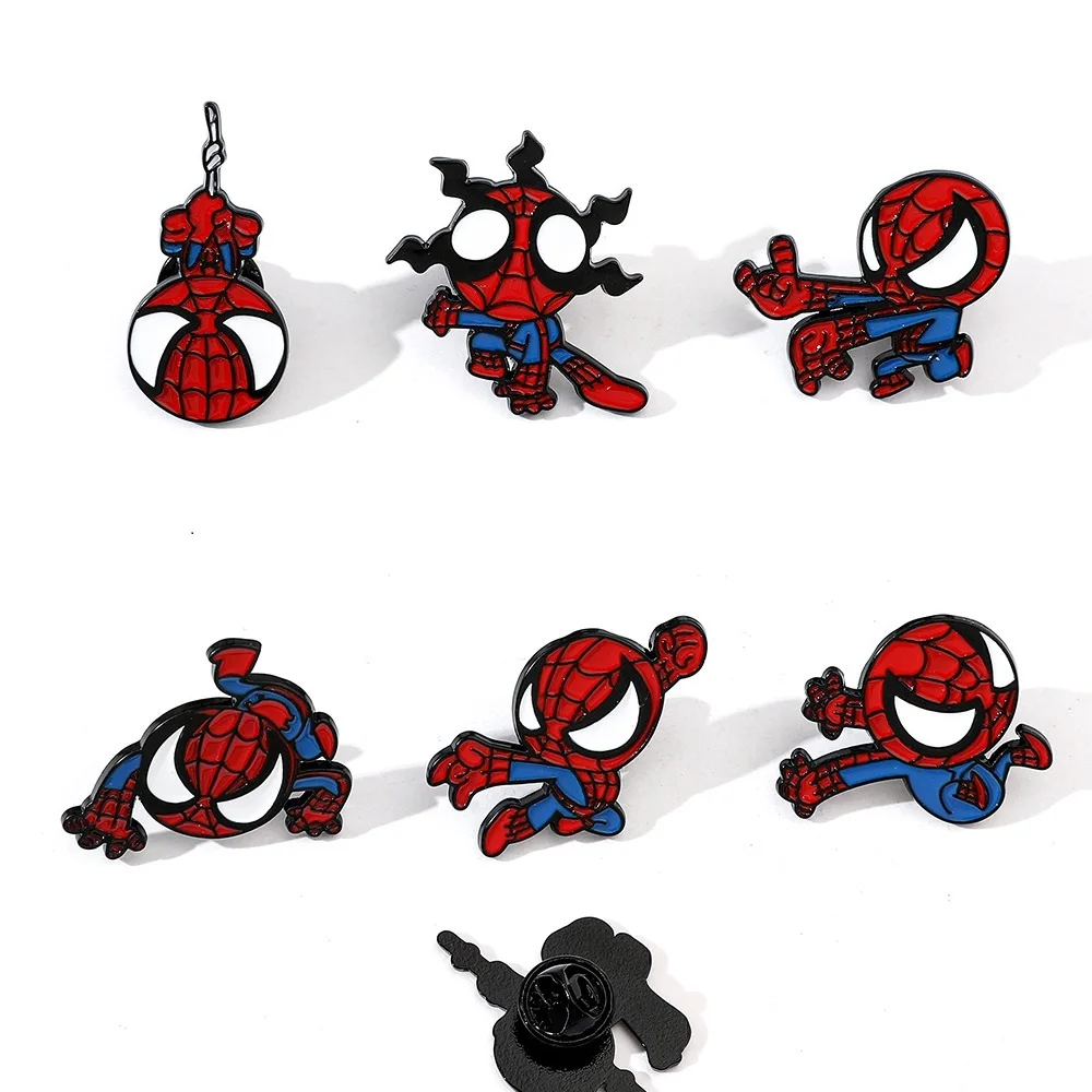 

1-6pcs Anime Superheroes Spider Man Enamel Pin Brooches For Lapel Pins Badge on decor Backpack Kids Clothes Fashion badges