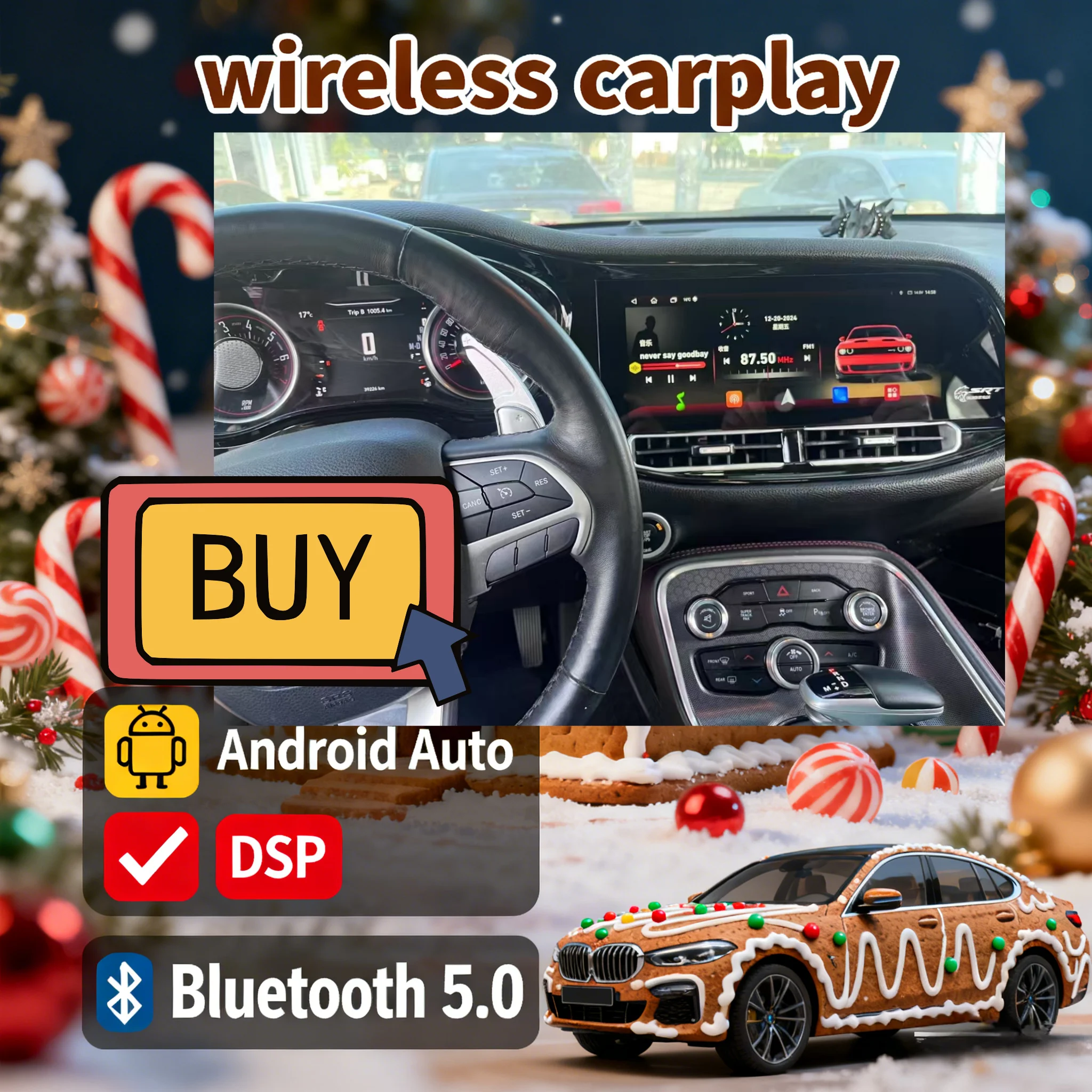 

Y для Dodge Challenger SRT Hellcat/Charger 2010-2023 Carplay Android Auto автомобильный радиоприемник с сенсорным экраном мультимедийный плеер GPS 4G BT 5.0