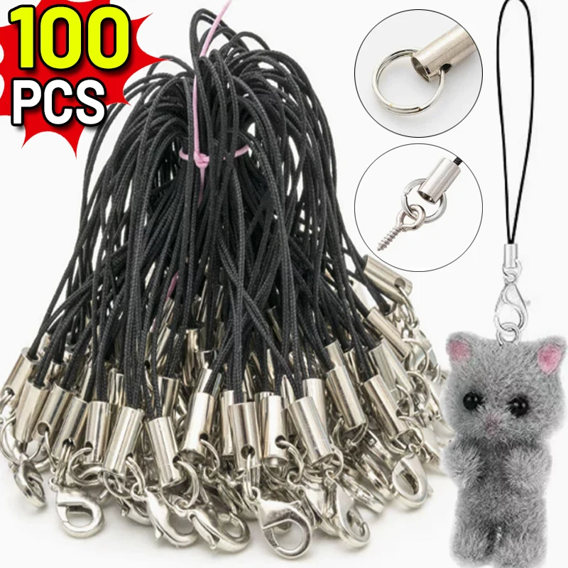 20/100pcs Strap Charm Cord Lanyard Strap Cords Lobster Clasp Rope Keychains Hook Mobile Phone Charms for DIY Jewelry Accessories