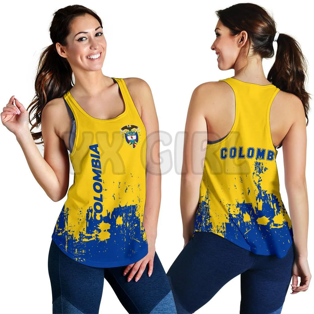 YX GIRL Coat of Arms Haiti Women Racerback Tank  3D Printed Sexy Backless Tops Summer Women Casual Tees Cosplay Clothes