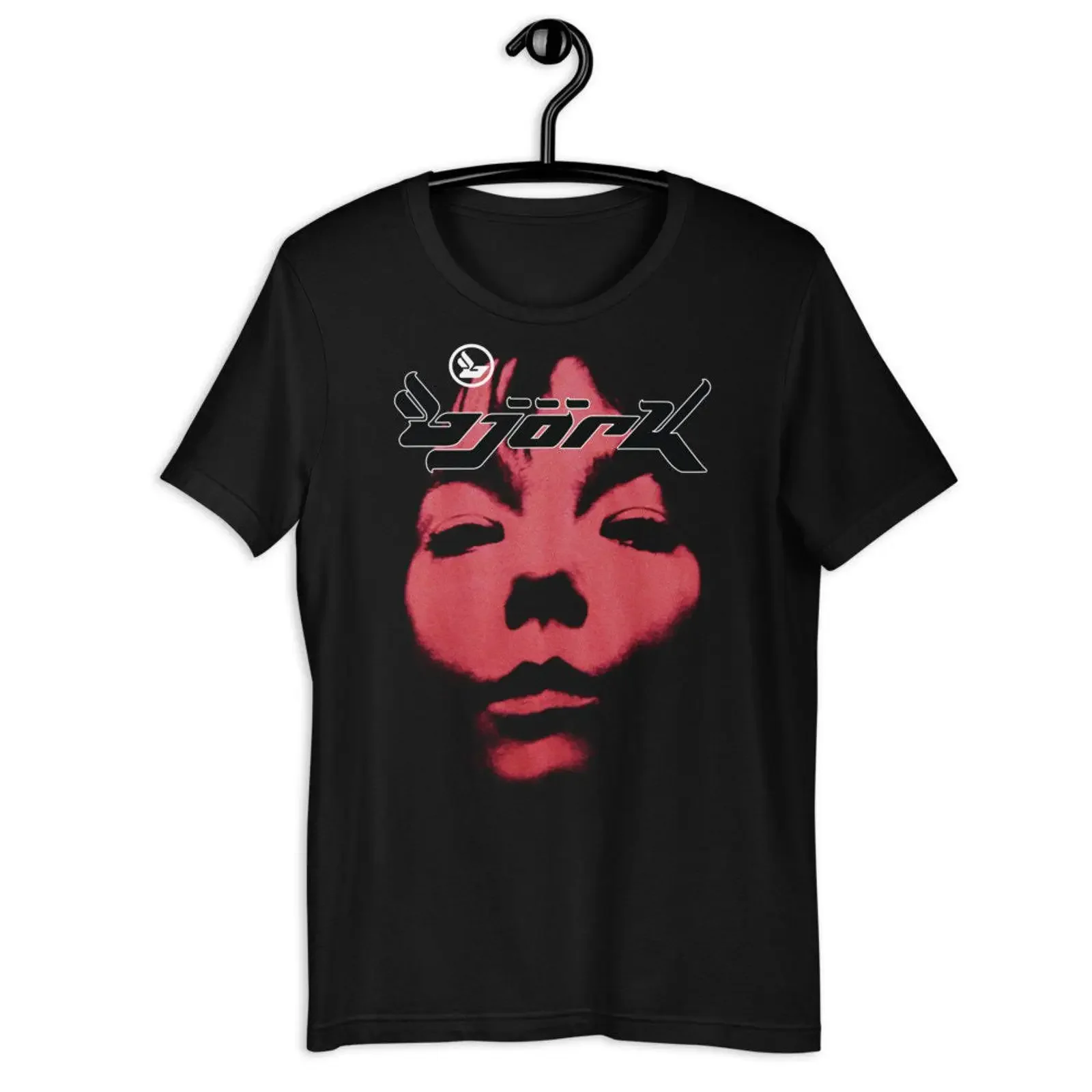 Bjork Homogenic Face Photograph T shirt Red Black vintage Washed Slightly fashion Stretched Versatile Breathable homme