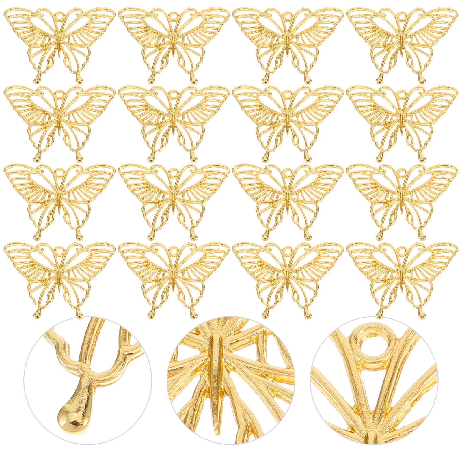 

20pcs Metal Hollow Frame Pendant Charms Butterfly Shape Diy Jewelry Making Supplies For Necklace Earring Resin Craft Bezel